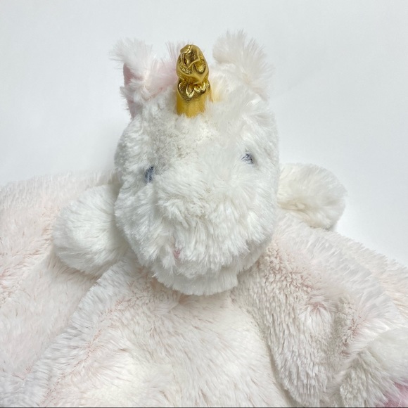Unicorn lovey white & pink with gold horn super soft plush security snuggles toy - Picture 2 of 10